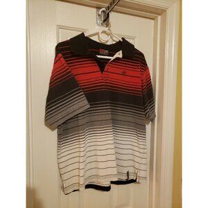 XL /  South Pole Men's  Short Sleeve Polo Striped Red Black White Polo Shirt XL